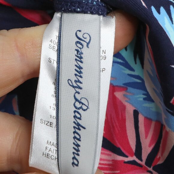 Tommy Bahama Palms Of Paradise Bandeau One-Piece Swimsuit Ruched Tie Back Blue - Picture 12 of 14